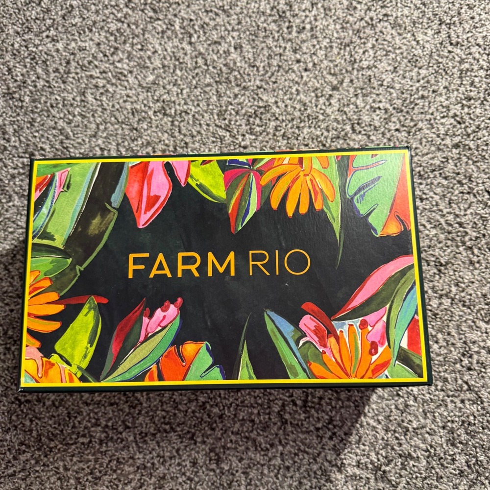 Farm Rio Spaghetti Jelly Kitten Heel Size 8 Strappy Sandal Orange Pink Brazil